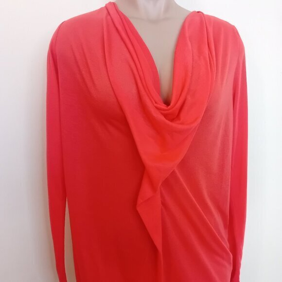 The Bay Women's Rococo Sheer Red Lightweight Blouse Cowl Neck Ruched NO SIZE - Picture 3 of 11